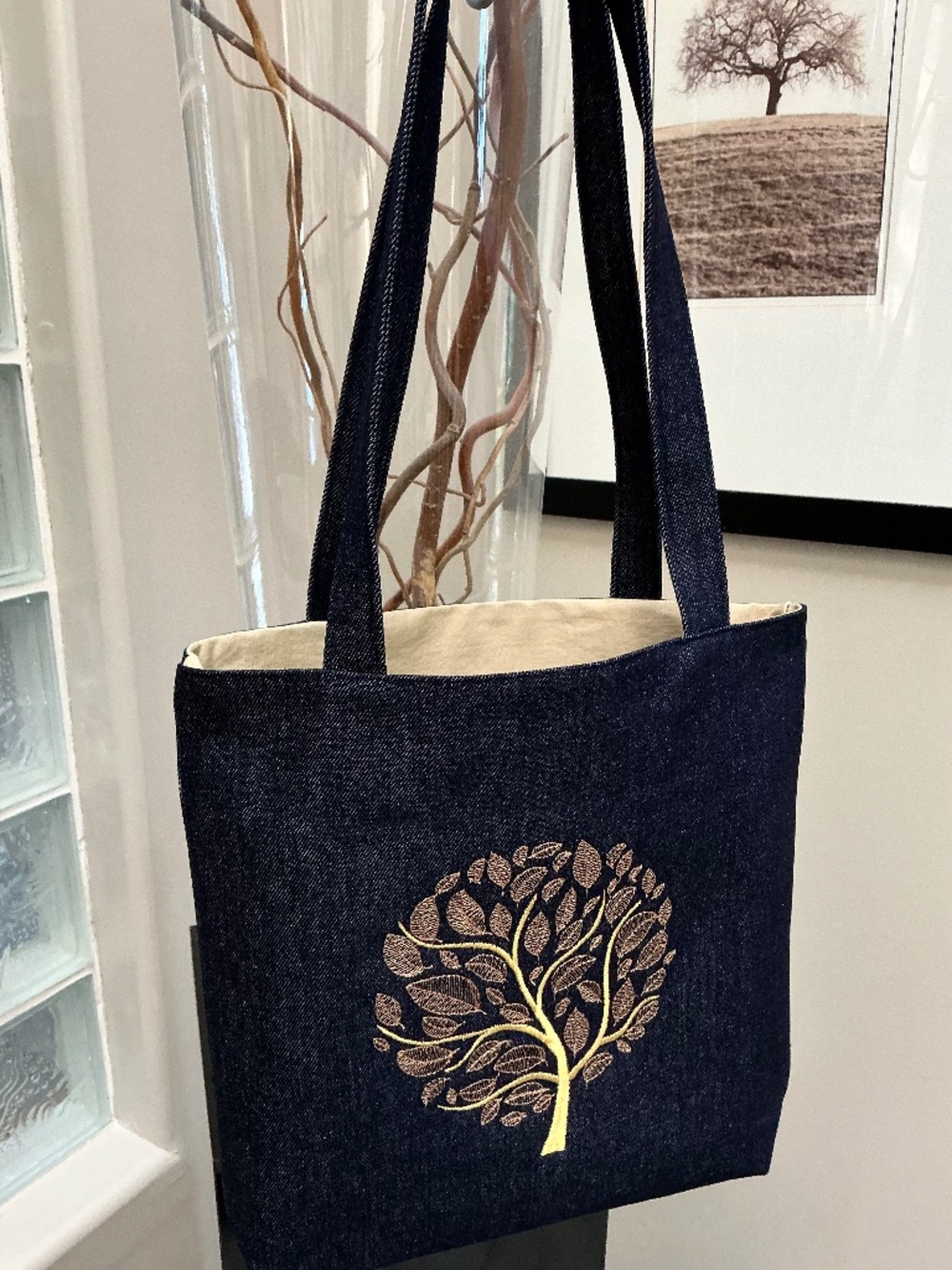 Tree of Life Tote Bag, Custom Embroidered Bag. Made local. Made in Canada